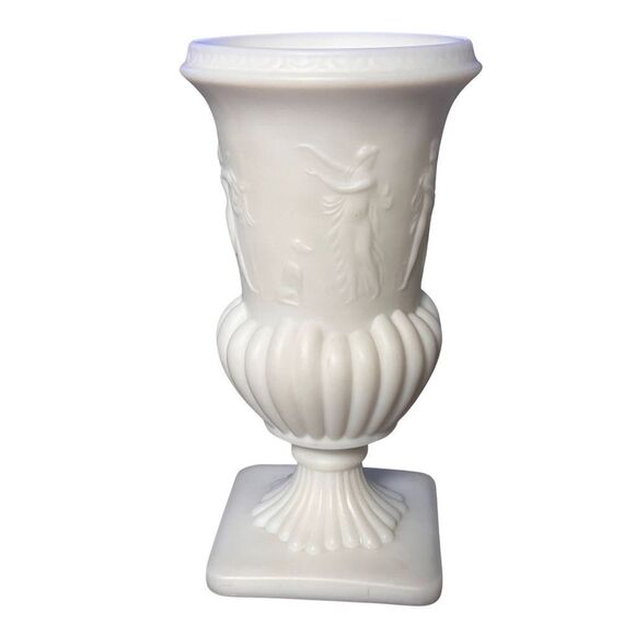 Vintage Imperial Glass Urn Vase With Dancing Nude Women Milk Glass Vase - Picture 1 of 9